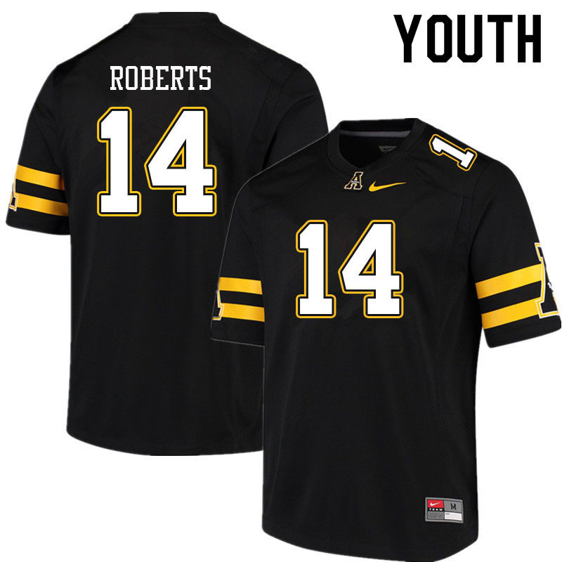 Youth #14 Kanye Roberts Appalachian State Mountaineers College Football Jerseys Sale-Black - Click Image to Close